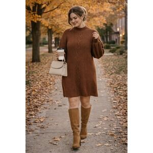 NWT A Loves A Womens Cozy Cabin Cable Knit Sweater Dress Sz XL Fall Quiet Luxury